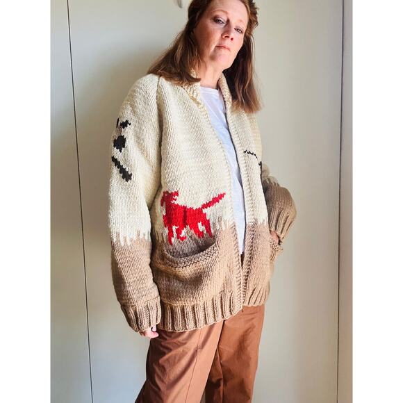 Vintage Other - Vintage Cowichan Wool Hunting Sweater Unisex Mens XL Mary Maxim 1950s handknit